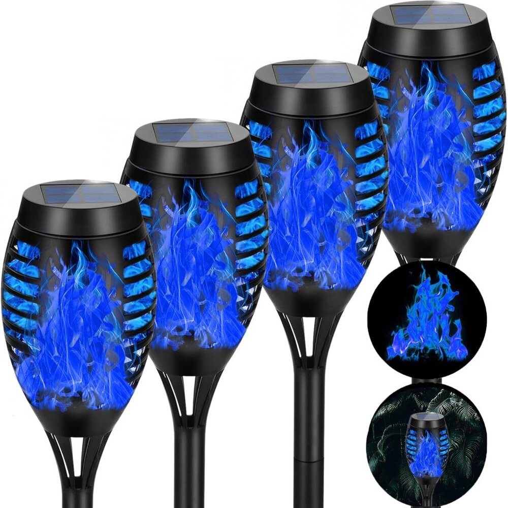 Outdoor Christams Decorations Blue, 4 Pack Solar Christams Light Outdoor with Fl